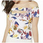 Guess Women's Off-The-Shoulder Floral-Print Top White Size X-Small
