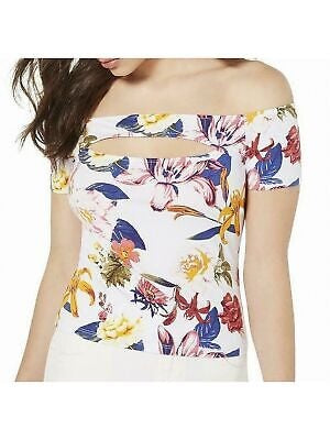 Guess Women's Off-The-Shoulder Floral-Print Top White Size X-Small