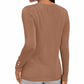 JM Collection Women's Button-Cuff Crewneck Sweater Brown Size Medium