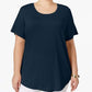 JM Collection Women's Scoop-Neck Top Intrepid Blue Size Small