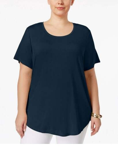JM Collection Women's Scoop-Neck Top Intrepid Blue Size Small