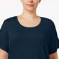 JM Collection Women's Scoop-Neck Top Intrepid Blue Size Small
