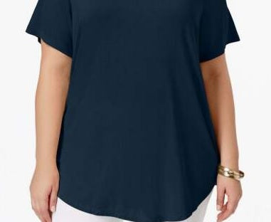 JM Collection Women's Scoop-Neck Top Intrepid Blue Size Small