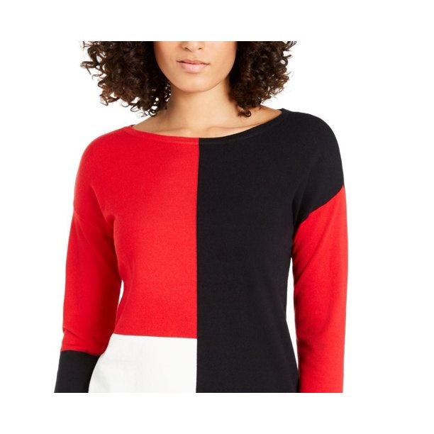 Alfani Women's Striped Colorblocked Shirt Red Size Medium