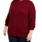 Karen Scott Women's Petite Cable-Knit Cardigan Wine Size Medium