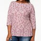 Karen Scott Women's Printed 3/4-Sleeve Top Pink Size XX-Large