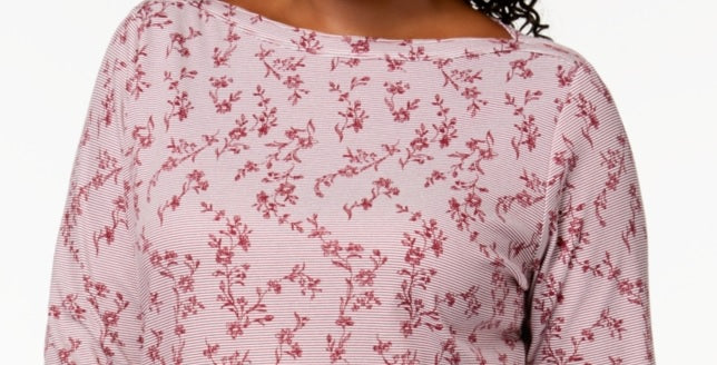 Karen Scott Women's Printed 3/4-Sleeve Top Pink Size XX-Large