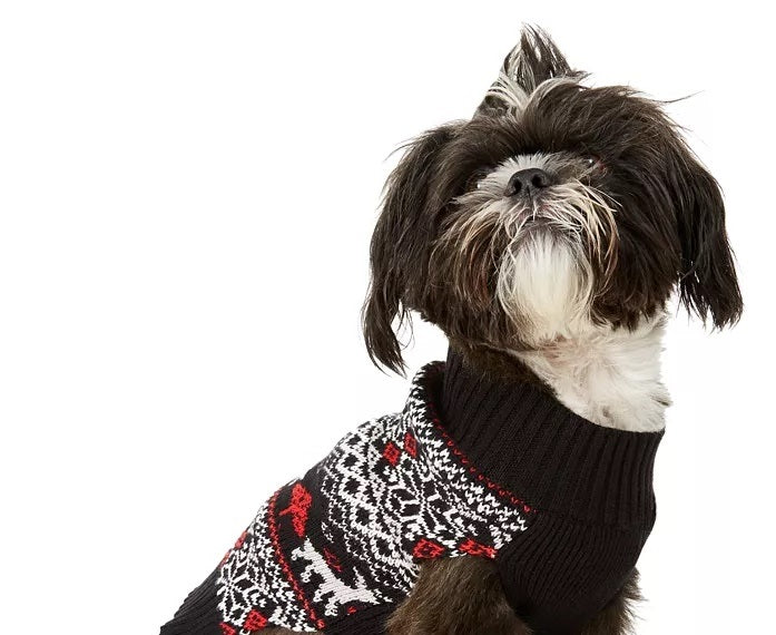 Charter Club Fair-Isle Dog Family Family Sweater Black Size M