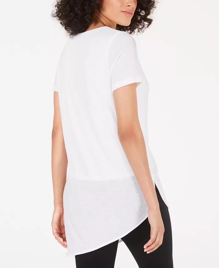 Alfani Women's Petite Vented-Hem Asymmetrical Tunic White Size SM