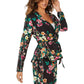 Thalia Sodi Women's Printed Belted Jacket Black Size Small
