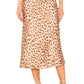Free People Women's Normani Leopard Print Bias Cut Midi Skirt Brown  Size 6