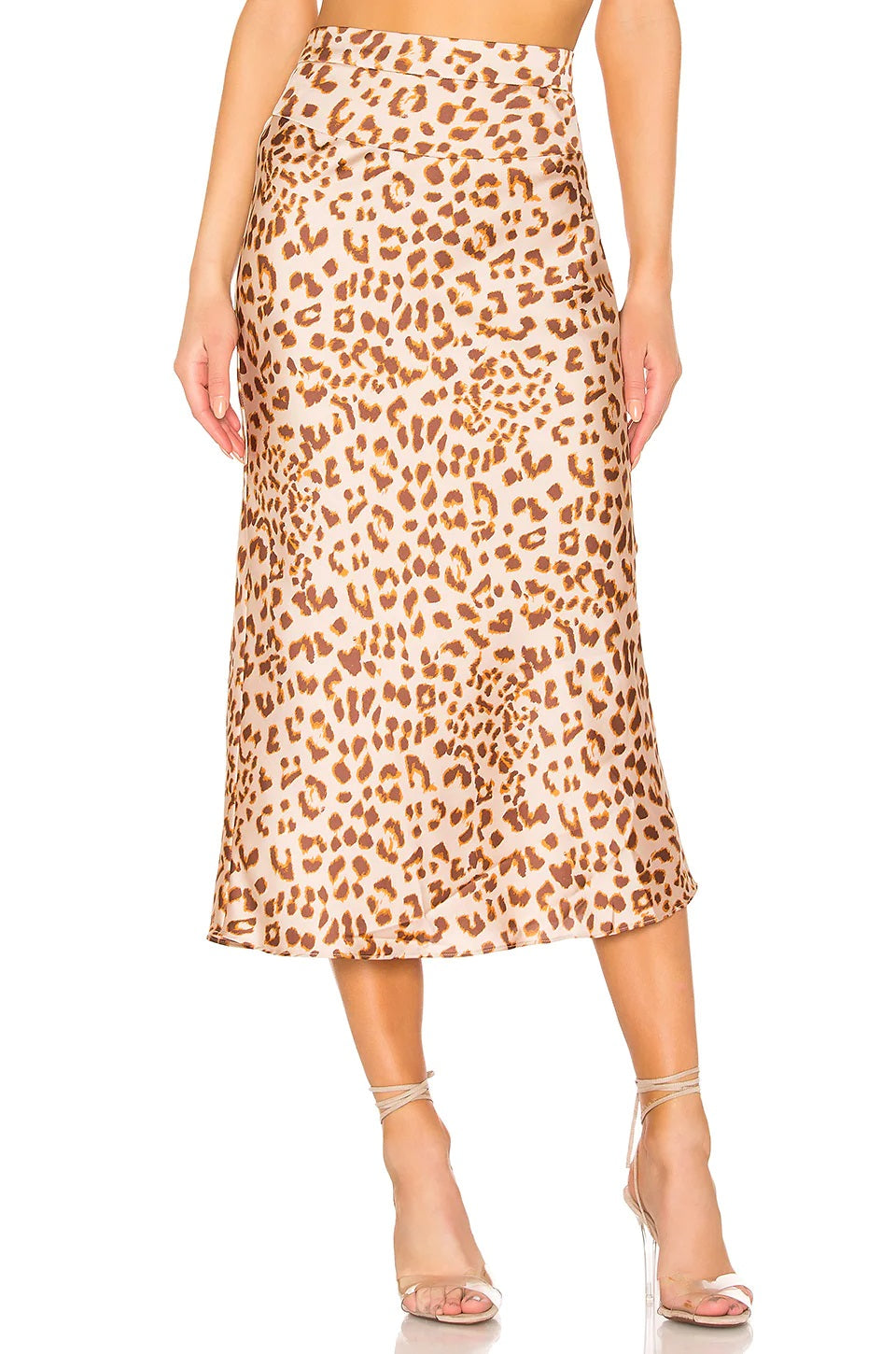 Free People Women's Normani Leopard Print Bias Cut Midi Skirt Brown  Size 6