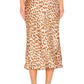 Free People Women's Normani Leopard Print Bias Cut Midi Skirt Brown  Size 6