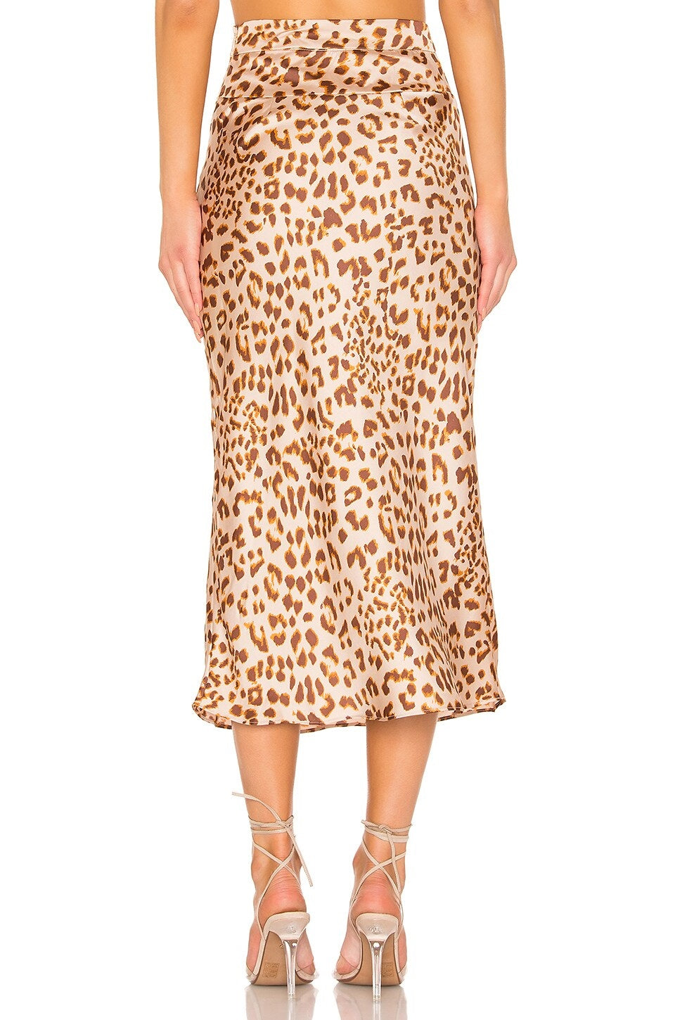 Free People Women's Normani Leopard Print Bias Cut Midi Skirt Brown  Size 6