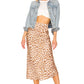 Free People Women's Normani Leopard Print Bias Cut Midi Skirt Brown  Size 6