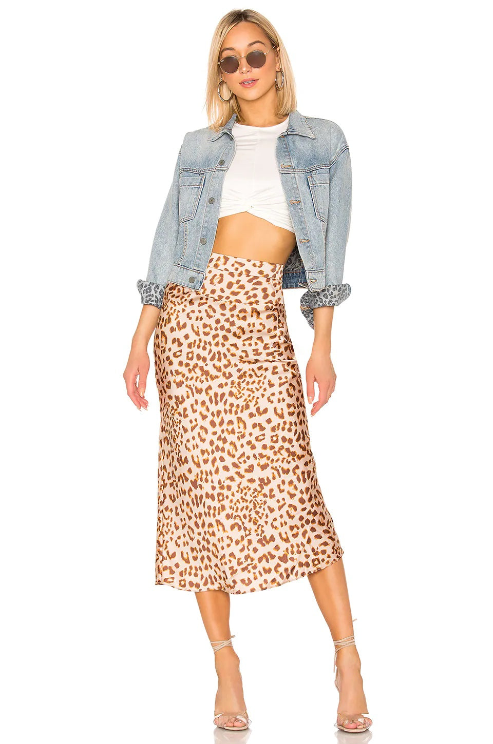 Free People Women's Normani Leopard Print Bias Cut Midi Skirt Brown  Size 6