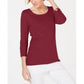 Karen Scott Women's Cotton Scoop Neck Top Wine Size Petite XL