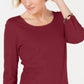 Karen Scott Women's Cotton Scoop Neck Top Wine Size Petite XL