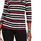 Karen Scott Women's Petite Embellished Striped Top Red Multi  Size PS