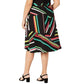 Bar III Women's Belted Button Front Printed Knee Length A-Line Skirt Black Size 18W