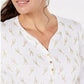 Karen Scott Women's Giraffe-Print Henley Top -White Size X-Large