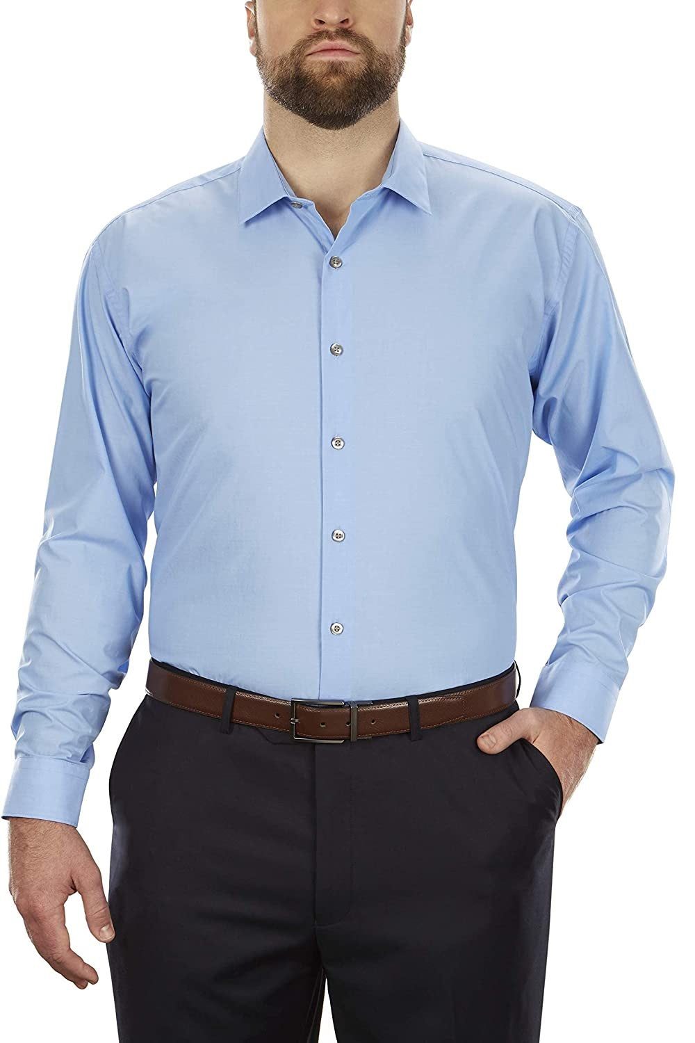 Kenneth Cole Men's Big & Tall Classic-Fit Dress Shirt Blue Size 19x35-36