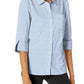 Tommy Hilfiger Women's Cotton Pinstripe Shirt Blue Size Medium