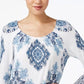 INC International Concepts Women's Ruffled Peasant Top White Size Small