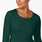 Karen Scott Women's Petite Cotton Scoop-Neck Top Green Size Petite L