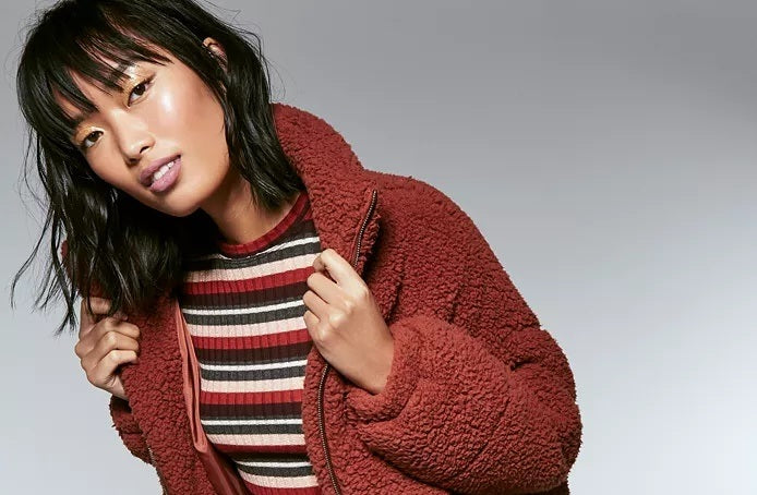 Kit & Sky Women's Sherpa Puffer Jacket Darkorange Size Medium