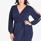 City Chic Women's Trendy Plus Size Smallplit-Sleeve Faux-Wrap Dress Blue Size 20W