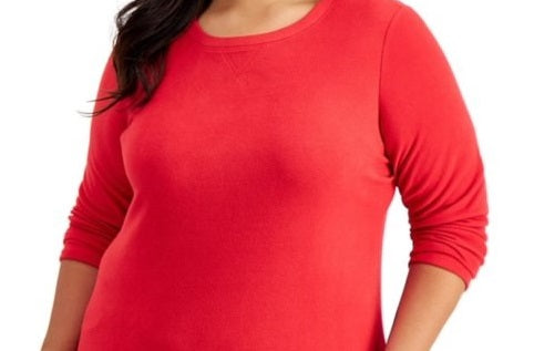 Karen Scott Women's Sport Fleece Sweatshirt Red Size Large