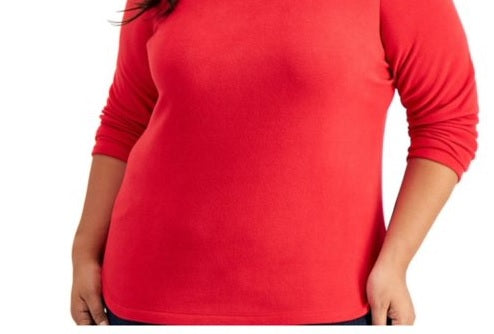 Karen Scott Women's Sport Fleece Sweatshirt Red Size Large