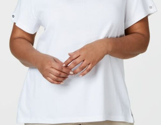 Karen Scott Women's Cotton Crochet-Trim T-Shirt White Size Medium