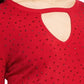 INC International Concepts Women's Studded Keyhole Sweater Red Size XX-Large