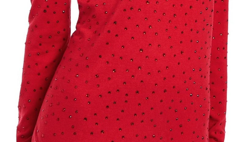 INC International Concepts Women's Studded Keyhole Sweater Red Size XX-Large