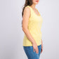 Karen Scott Women's Stud-Trim Ladder-Neck Top Yellow Size Small