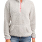 No Boundaries Juniors' Quarter-Zip Sherpa Pullover Sweater Gray Size Small