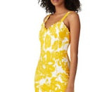 Trina Trina Turk Women's Emotion Floral-Print Midi Yellow Dress Size 12