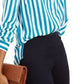 INC International Concepts Women's Striped Button-Down Shirt Green/White Size Large
