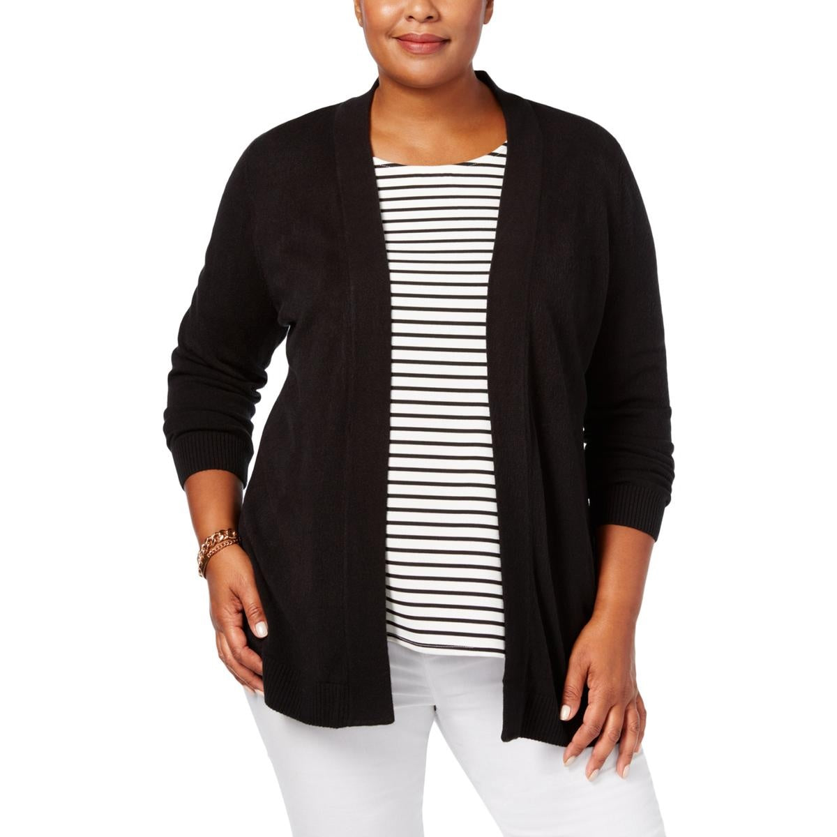 Karen Scott Women's Turbo Duster Cardigan Black Size X-Large