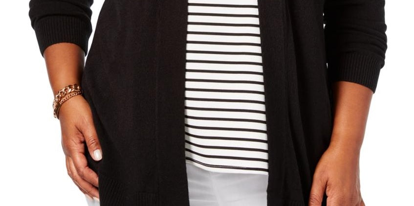 Karen Scott Women's Turbo Duster Cardigan Black Size X-Large