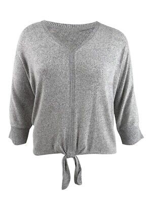 Style & Co Women's  Plus Size Tie-Hem Sweater Gray Size 0X