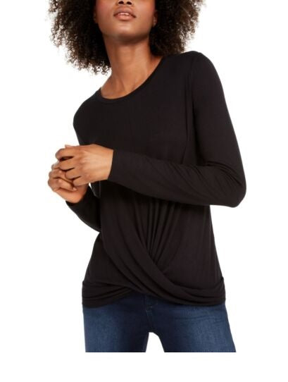 INC International Concepts Women's Twisted Top Black Size Large