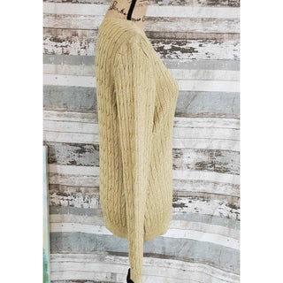 Charter Club Women's Metallic Crewneck Cable-Knit Sweater Gold Size Large