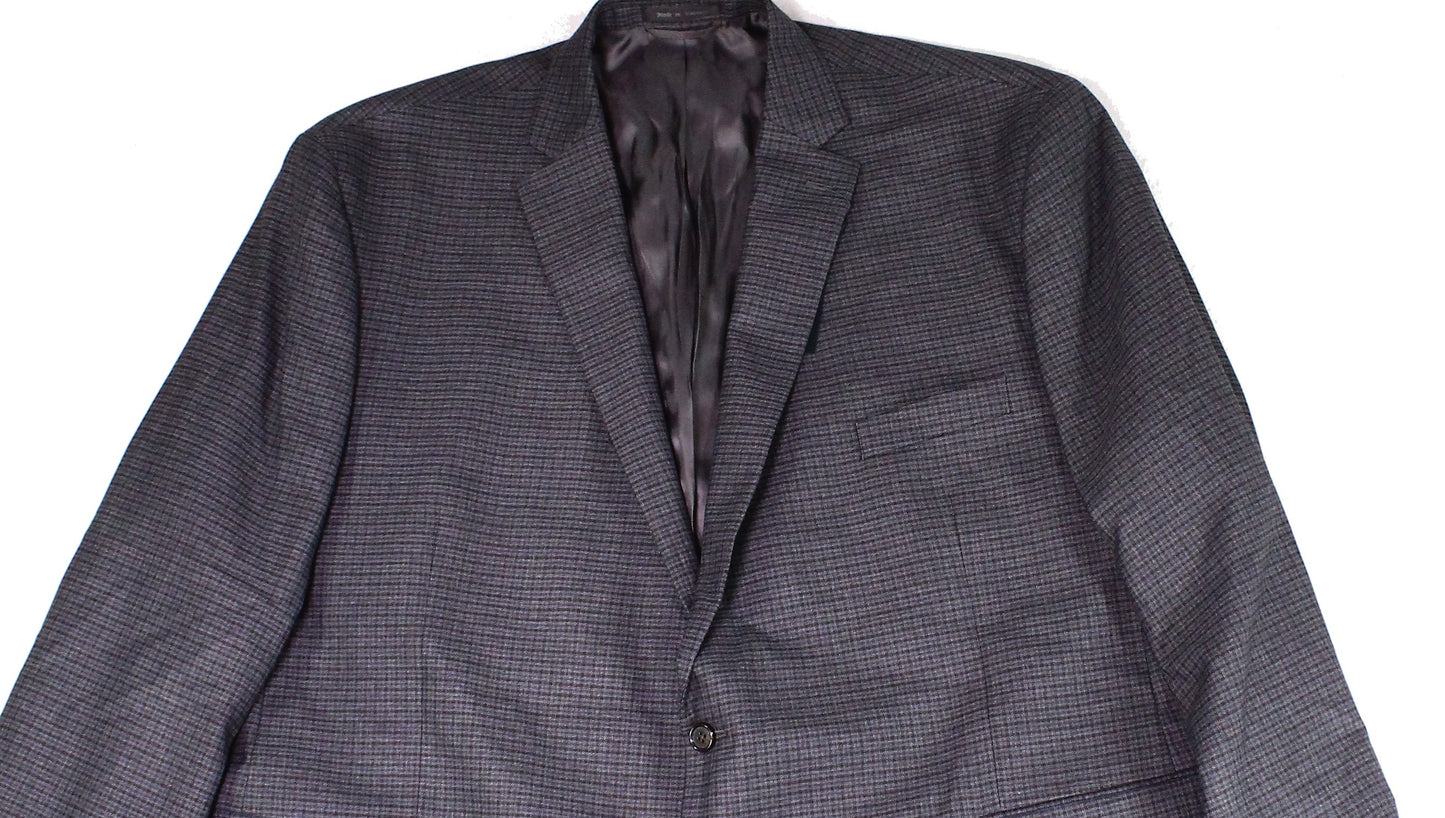 Ralph Lauren Men's Plaid Printed Notched Blazer Gray Size 41
