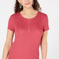 Pink Rose Juniors' Thermal Henley Top Red Size Small