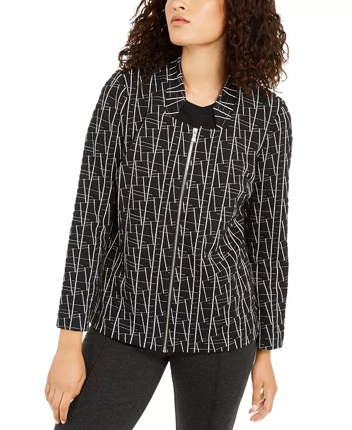 Alfani Women's Printed Jacket Black Size Medium