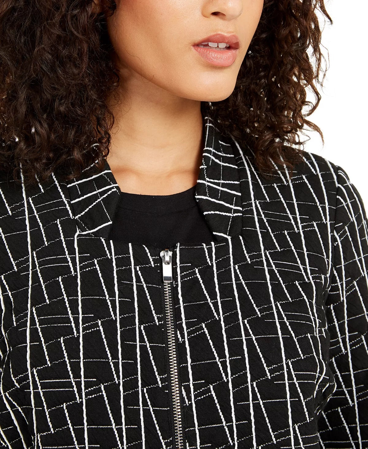 Alfani Women's Printed Jacket Black Size Medium