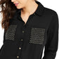 Thalia Sodi Women's Studded Shirt Black Size Medium